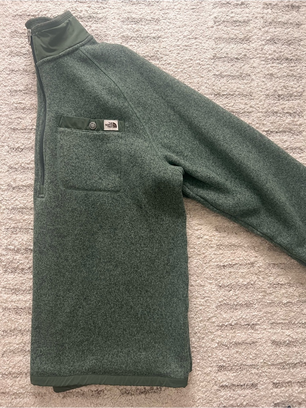 The North Face Men’s Forest Green Zip-Neck Fleece Pullover
